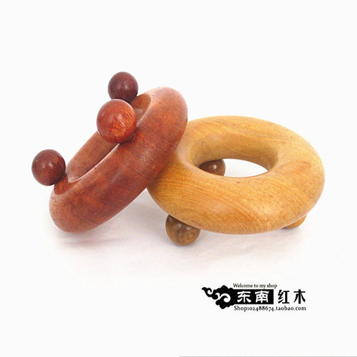 Fragrant Wood Massager Red Wood Solid Wood Three-point Circular Massage Ring Triple Foot Acupoint Massage Belly Button