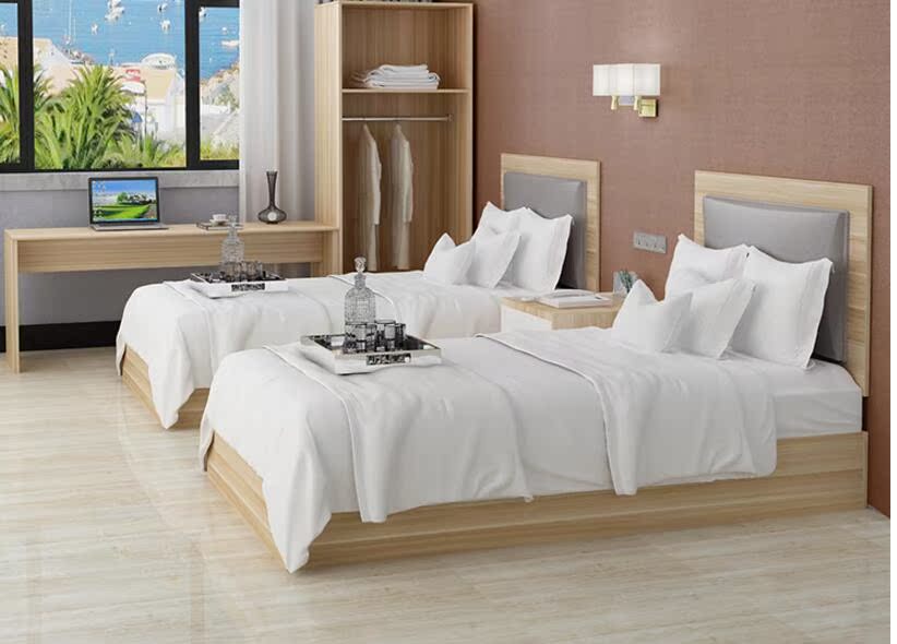 Nội thất khách sạn giường tiêu chuẩn phòng hoàn thiện nội thất căn hộ đơn giản hiện đại cho thuê giường kinh tế khách sạn tùy chỉnh giường - Nội thất khách sạn