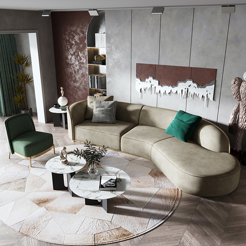 Italian light luxury sofa living room modern minimalist technology cloth Nordic arc combination creative special-shaped designer