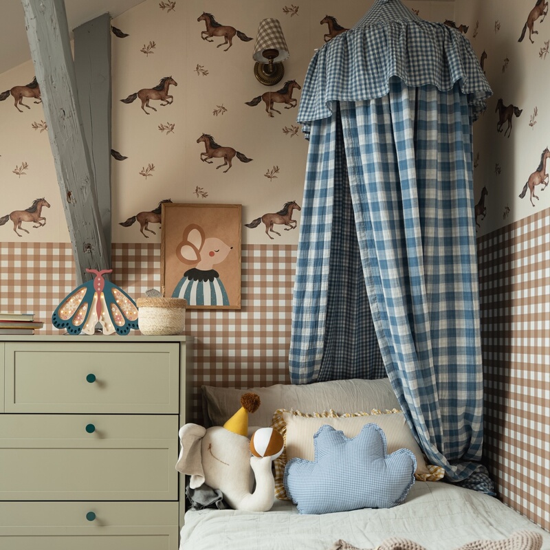Korean Ins Retro Plaid Children's Room Bed Canopy Tent Ceiling Windproof Light-Blocking Bed Tent No-Installation Bed Canopy Korean Ins Retro Plaid Children's Room Bed Canopy Tent Ceiling Windproof Light-Blocking Bed Tent No-Installation Bed Canopy