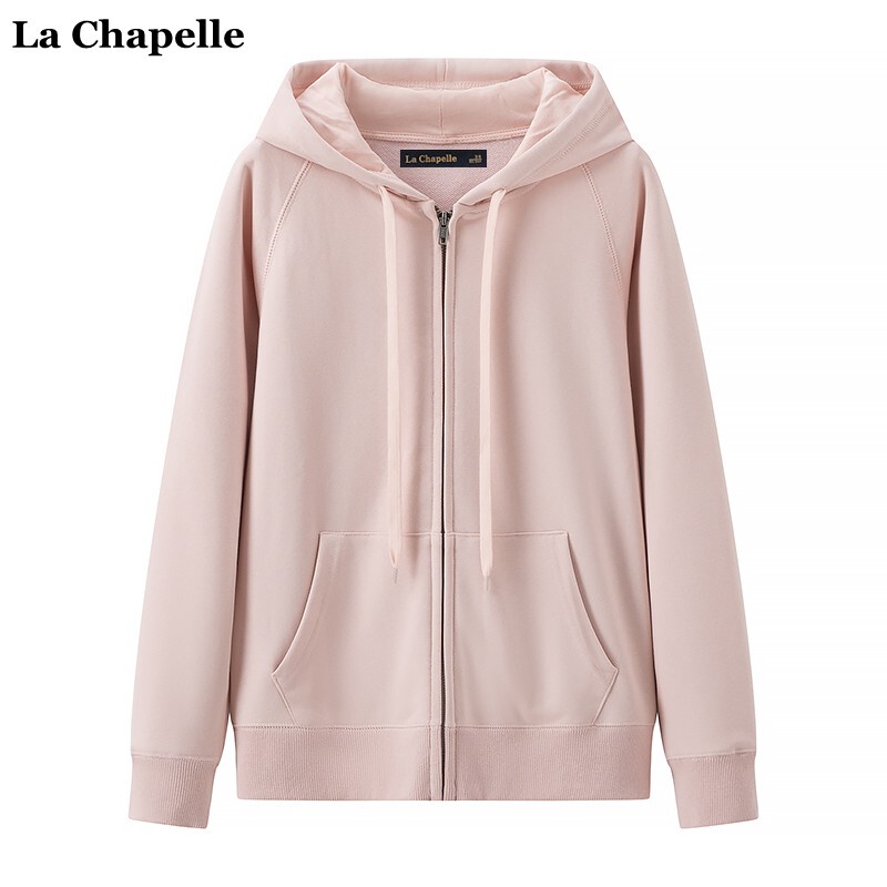 La Chapelle Spring and Autumn Casual Sports Hooded Zip-Up Long-Sleeve Sweatshirt Jacket for Women