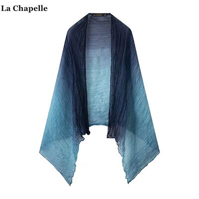La Chapelle 2026 Summer New thin pleated sun protection shawl women's travel outerwear gradient color scarf Silk scarf
