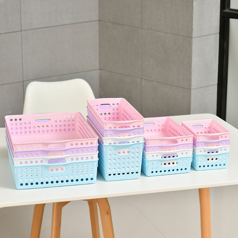 Small Round-Hole Plastic Storage Basket for Desktop, Organizer for Books and Documents, Student Medicine Storage Basket, Mini Basket Small Round-Hole Plastic Storage Basket for Desktop, Organizer for Books and Documents, Student Medicine Storage Basket, Mini Basket