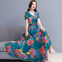 Special clearance silk fragrant cloud yarn mulberry silk summer mid-year mother new summer thin pendulum dress