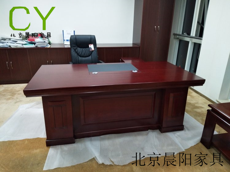 Beijing Boss Desk Office Bantai property desk 1 6 meters wood leather desk Manager desk with deputy desk