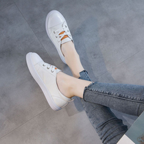 2020 spring and summer new leather small white shoes womens small size 31 32 33 flat heel shoes casual lace up single shoes Joker