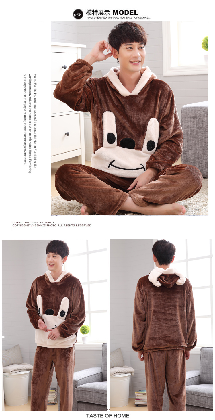 Mùa thu và mùa đông đồ ngủ nam san hô nhung dày cộng với nhung thanh niên flannel dịch vụ nhà phù hợp với phân bón XL bộ mặc nhà thu đông cho nam