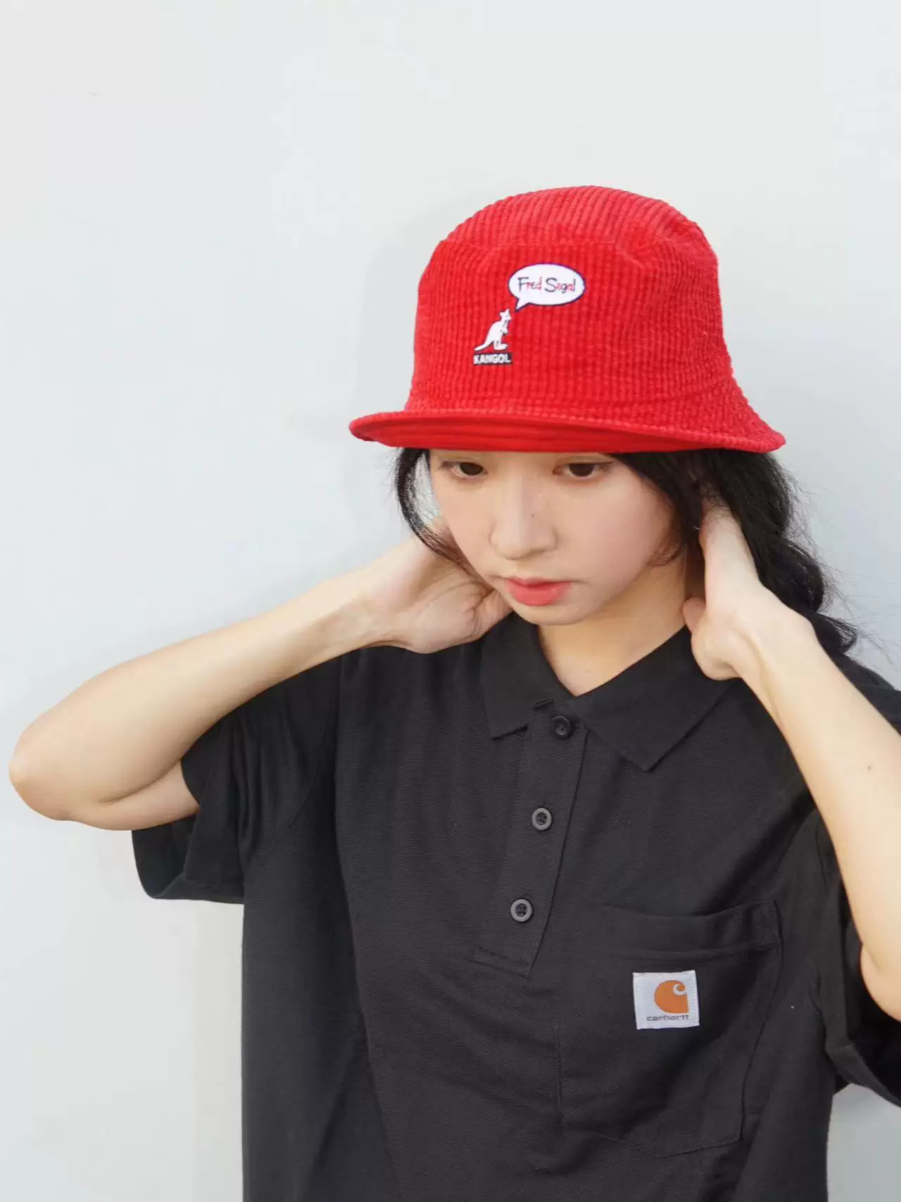 Кангол Fred Segal Wale Cord Bucket Cordon Cordonicon двусторонняя Kangaroo Fisherman hat