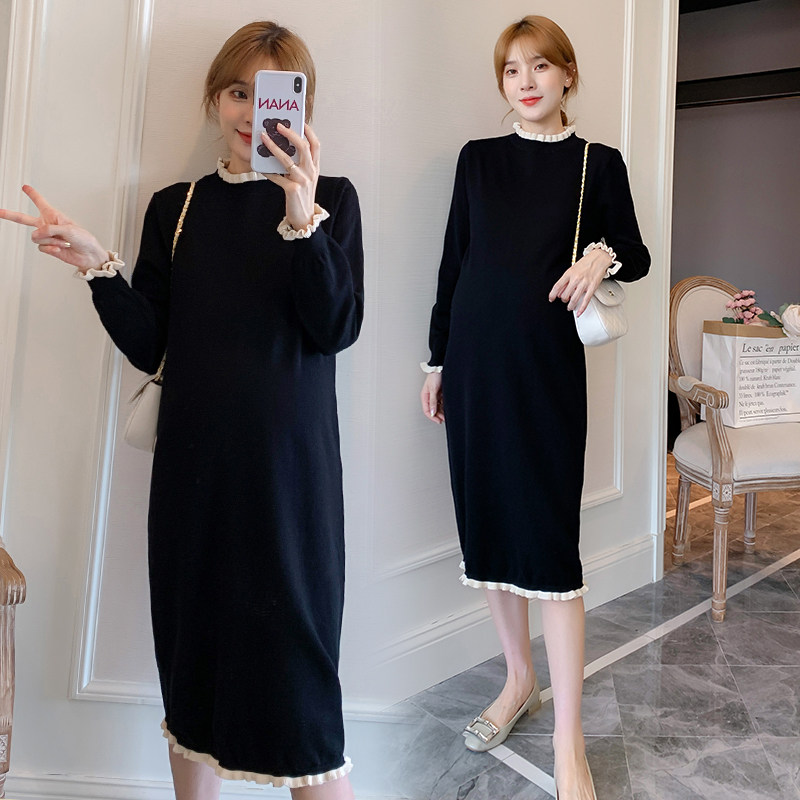 Pregnant women knit Yang Yang Wear New Model Skin Dress Fashion Skin Pi Long Edition Pregnant Sweater Warm