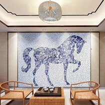 Chinese blue and white porcelain mosaic ceramic tile irregular fragments puzzle art background wall sticker entrance decorative painting