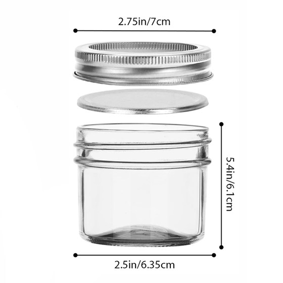 4oz美式mason梅森罐透明玻璃密封早餐酸奶燕麦杯带盖便携梅森罐