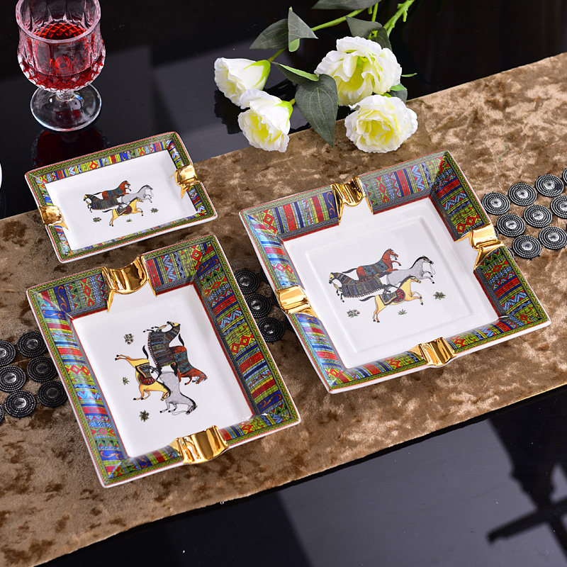 European-style ashtray ceramic household living room high-end luxury large personality KTV cigar ashtray household trend