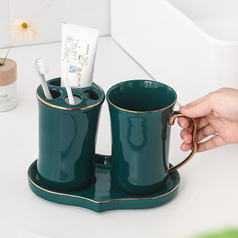 European-style wedding bathroom ceramic bathroom supplies creative kit tooth set bathroom mouthwash cup couple washing set