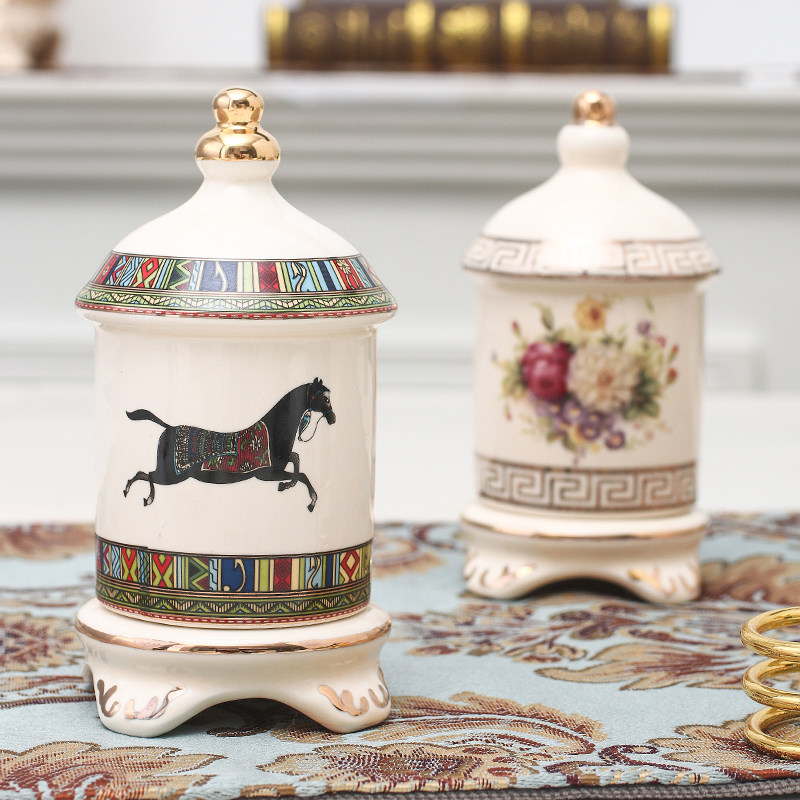 European-style ceramic toothpick container home living room coffee table table decoration light luxury high-end toothpick container creative toothpick bottle