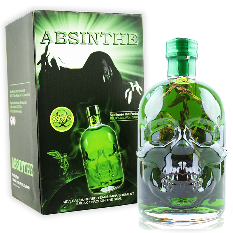 Red Skull Absinthe Bottle