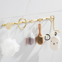 Bathroom brass brushed solid thickened row hooks creative clothes hooks towel hooks punched bathroom wardrobe hooks clothes hooks