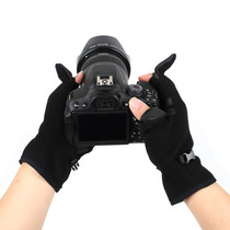 Polar fleece Dew finger photography gloves fleece non-slip Dew two fingers touch screen outdoor cold gloves cold protection warm