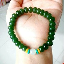 Hetian jade bracelet Jasper old beads Xinjiang Jasper spinach green round beads multi treasure Jade women transfer beads