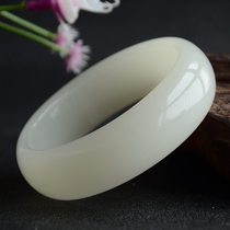 Hetian jade bracelet sheep fat jade bracelet Kunlun white jade bracelet wide version thick female jade bracelet natural Jade A cargo oil