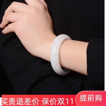 Natural Xinjiang Hetian jade bracelet sheep fat jade bracelet womens white jade thin girl true jade jade certificate