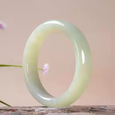 Xinjiang Hetian jade bracelet green and white jade bracelet women's old pit material sunny natural coarse jade bracelet
