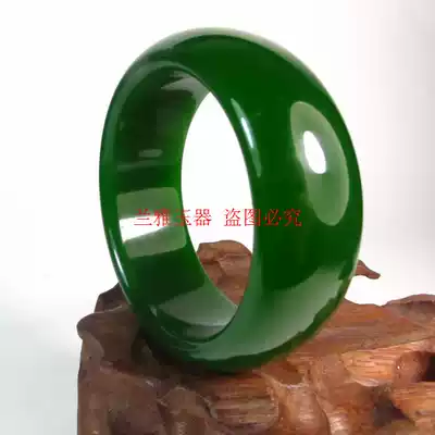 Hetian jade bracelet Jasper Xinjiang Women's Year wide green jade bracelet Kunlun Jade natural A- level certificate