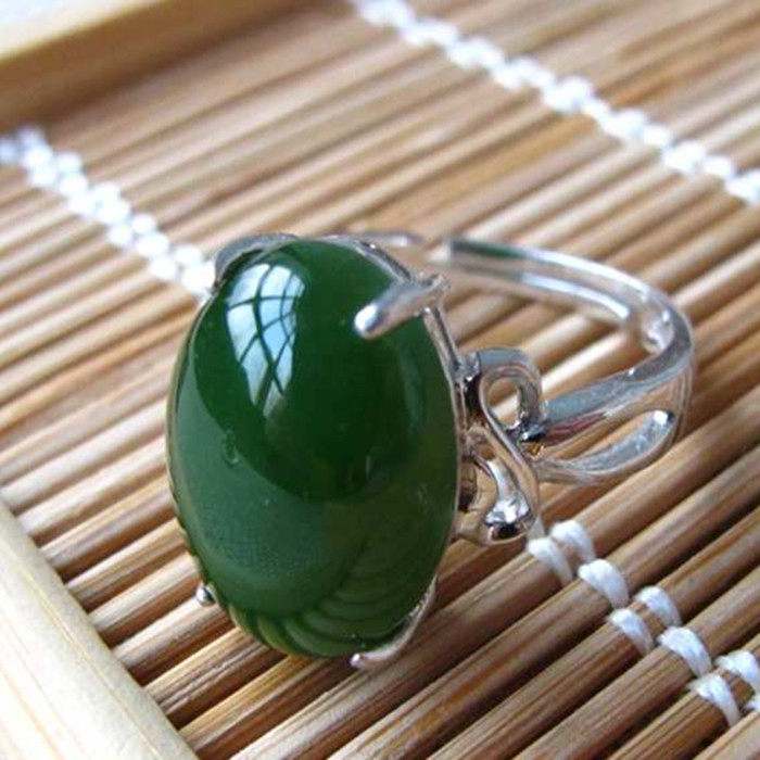 Hetian jade jasper ring 925 silver inlaid jade need ring contact customer service to confirm the style