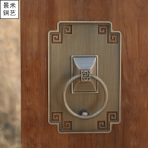 Pure copper antique new Chinese handle villa door tiger head animal head lion head pull ring handle square door buckle
