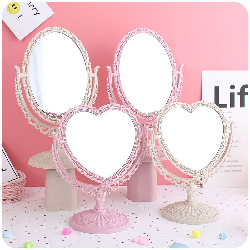 Makeup mirror ins love dormitory Desktop net red princess mirror desktop small decoration girl pink dressing student