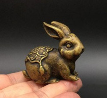 Solid brass rabbit ornaments copper zodiac rabbit copper rabbit long ear antique handle mini White Rabbit