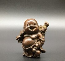 Solid copper bag monk small ornaments smiling Buddha Maitreya Buddha Big Belly Buddha statue Bronze Buddha Mini Pocket Buddha