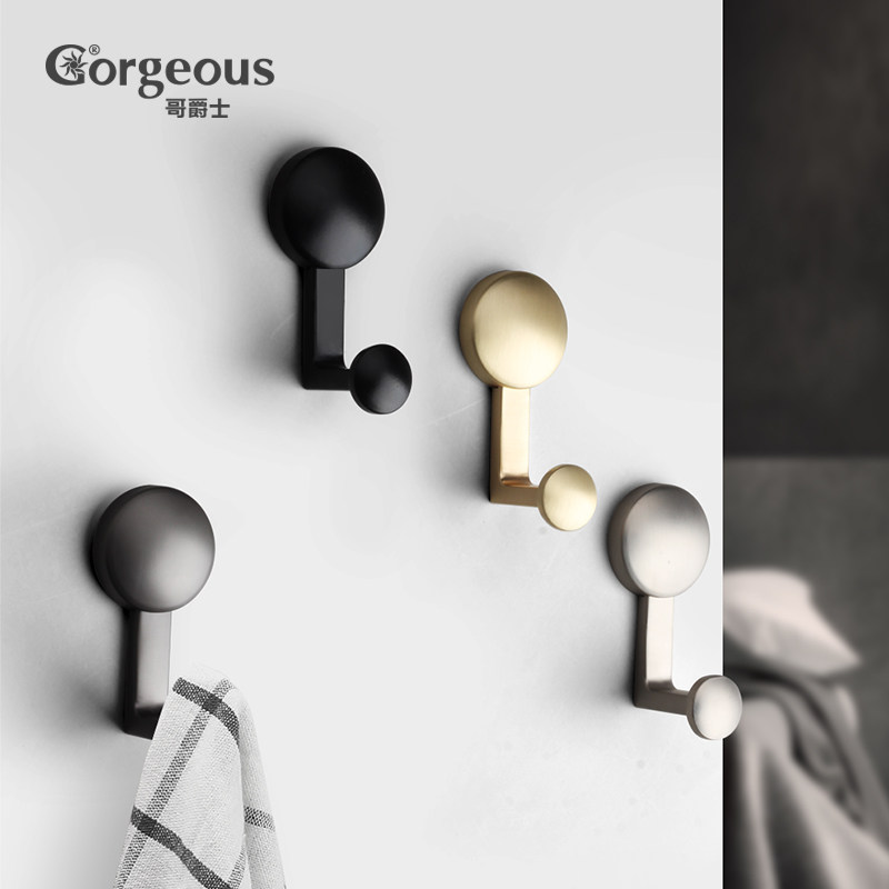 Black hanging hook light luxury single clothes coat hat hook shoes cabinet row hook bathroom single hook wall hanging wall wardrobe hook