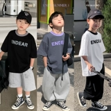 Летняя детская летняя одежда, футболка для мальчиков, детская одежда, короткий рукав, в западном стиле