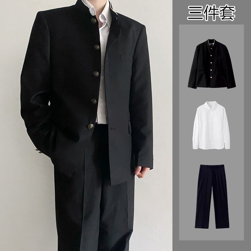 Dk Uniform Zhongshan Suit for Men, Complete Set, New Chinese Style Stand-Up Collar, Button-Front, School Uniform, Japanese Retro Suit Jacket