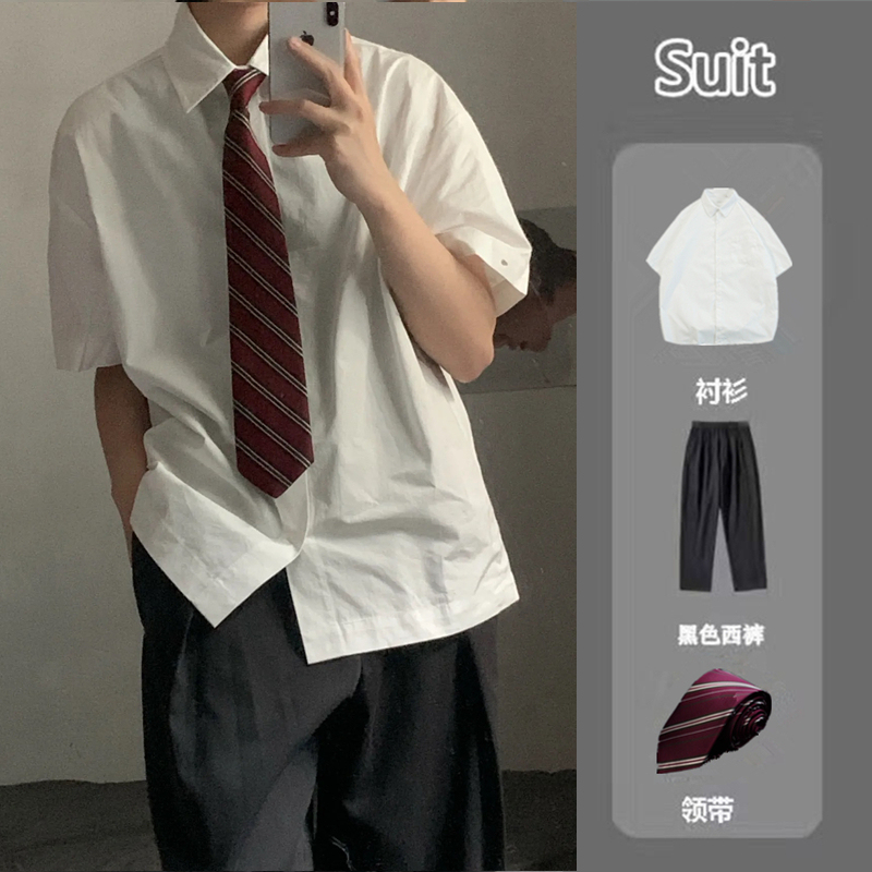 Dk Uniform Shirt Men's Short-Sleeved Suit Japanese Retro Preppy Style Jk Male and Female Student Class Uniform Loose Thin Shirt