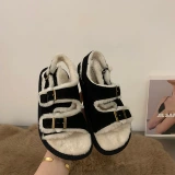 Модные демисезонные комфортные флисовые босоножки, из натуральной кожи, коллекция 2022, популярно в интернете