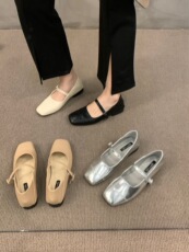 туфли 法式平底春秋小银色单鞋女鞋子2023年新款春夏季方头玛丽珍晚晚鞋 OTHER