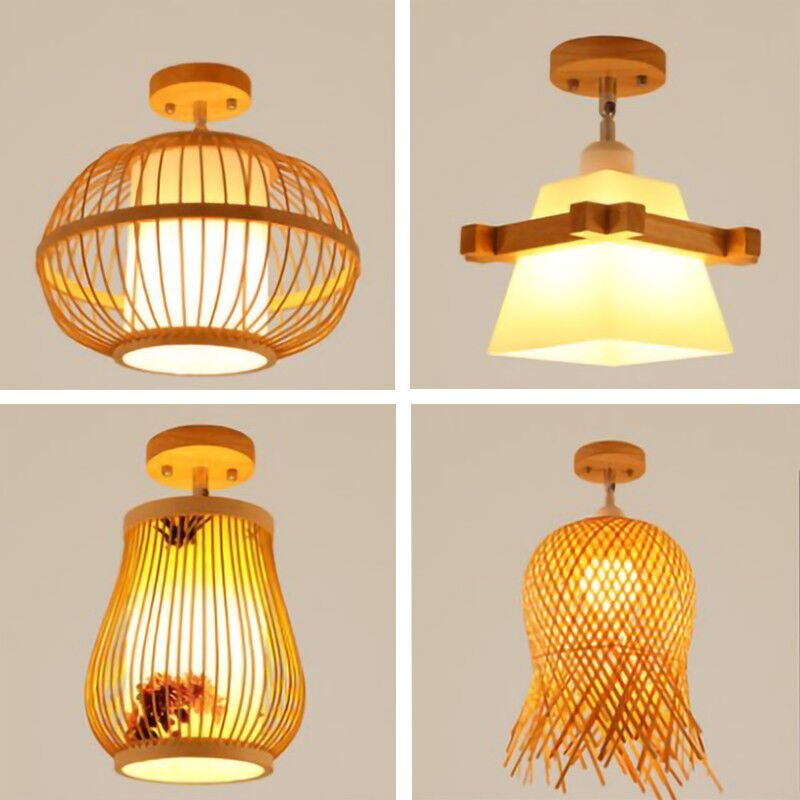 Corridor Aisle Light, New Chinese-Style Clubhouse Rattan and Bamboo Ceiling Light, Study Room Retro Pastoral Japanese-Style Bamboo Woven Light Corridor Aisle Light, New Chinese-Style Clubhouse Rattan and Bamboo Ceiling Light, Study Room Retro Pastoral Japanese-Style Bamboo Woven Light