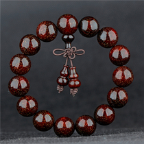 Full of Gold Star old material small leaf red sandalwood hand string 15mm male and female couple Buddha beads