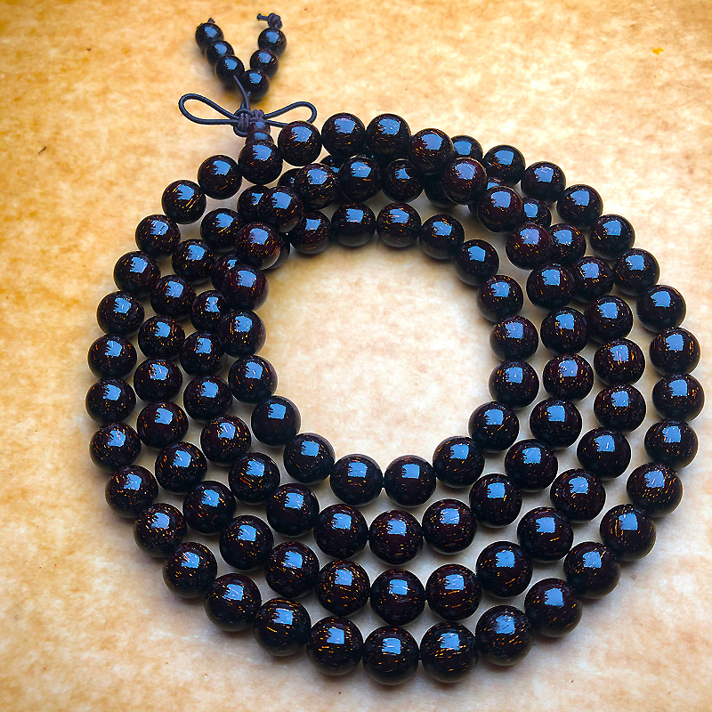 Authentic lobular red sandalwood bracelet 2 0 full of gold star Buddha beads hand 8mm108 male and female Indian play rosary