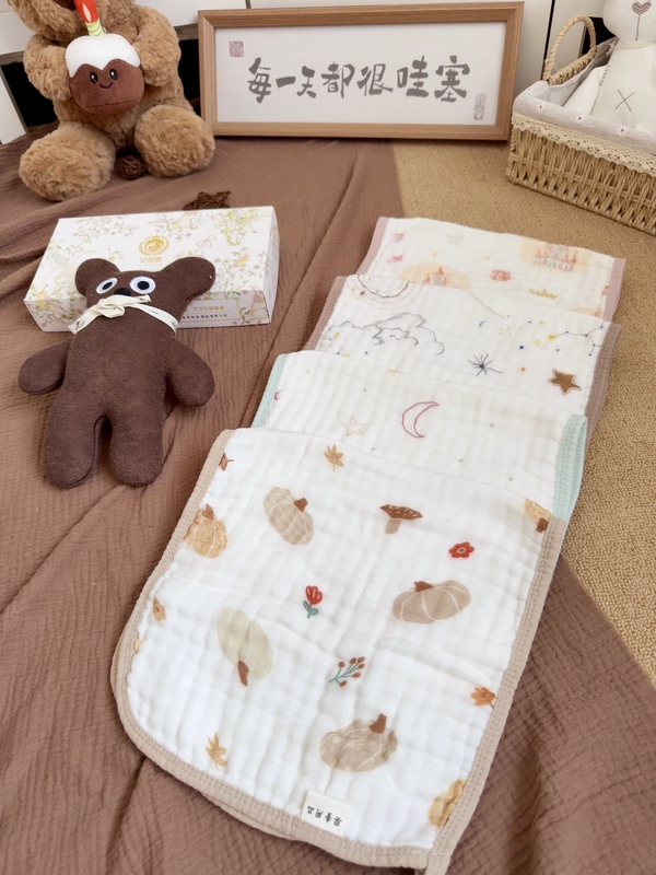 [Baby - Bamboo Cotton Long Towel/Square Towel] Newborn Towel Bamboo Cotton Gauze Cover for Belly, Burp Cloth, Cloud Pillow