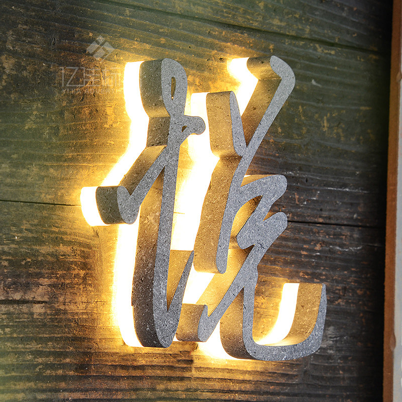 Luminous Character Sign Door Head Crystal Character Made Marble Baking Lacquered Stainless Steel Character Led Billboard Making Outdoor