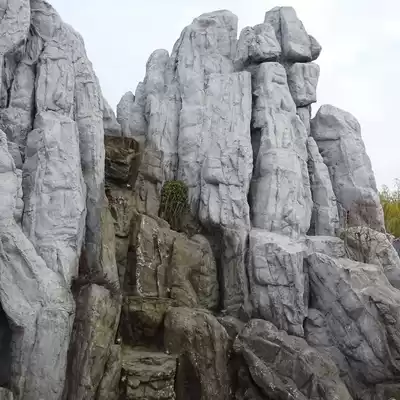 Large outdoor rockery central square GRC cement carving rockery rockery landscape overall decoration