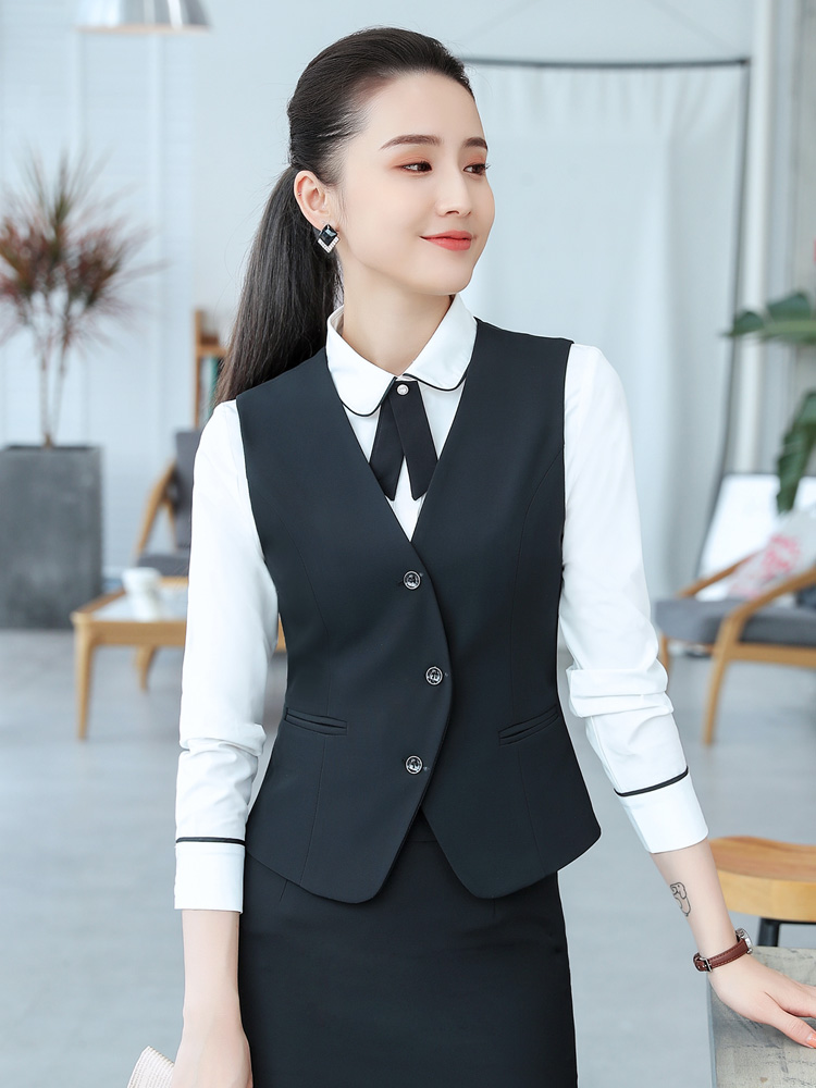 Free ironing corset slim-fit work clothes vest women's vest short hotel stewardess work clothes horse jacket skirt spring and autumn and summer