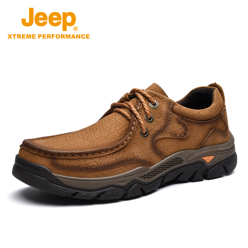jeep men's shoes autumn and winter business casual leather shoes leather wild non-slip lace middle-aged and elderly shoes dad shoes
