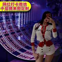 Abyss mirror luminous characters custom square brick background wall floor tiles ktv bar decoration neon light box tunnel thousand layer mirror