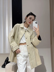 Small short trench coat female spring and autumn 2024 new models this year popular retro contrast, casual loose versic jacket