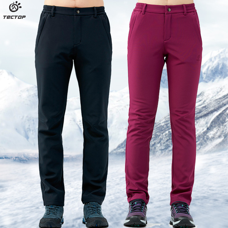 Clear Cabin Scouting Outdoor Autumn Winter Men's Dash Pants Women Soft Shell Pants Waterproof And Breathable Glint Thickened Warm Mountaineering Trousers