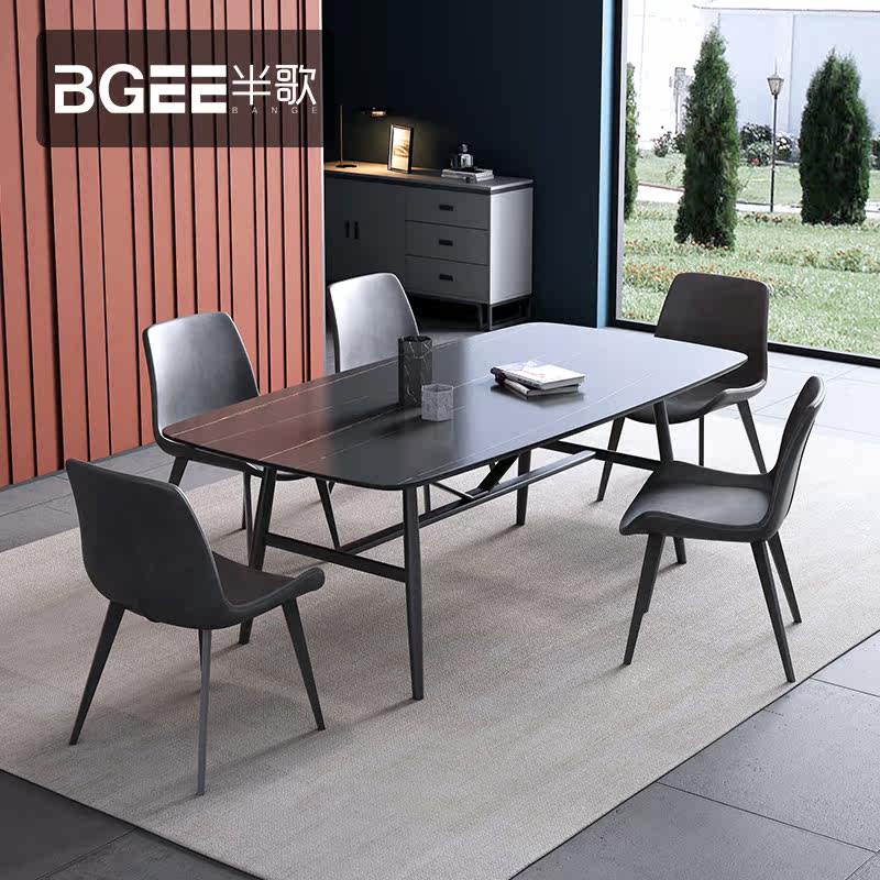 Bange Italian-style rock slab dining table modern minimalist small apartment light luxury home minimalist Nordic marble dining chair combination