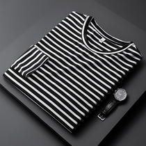 Self-Recommended Fashion stripe Long sleeved T-shirt male Jane about 100 hitch a handsome young sea soul shirt